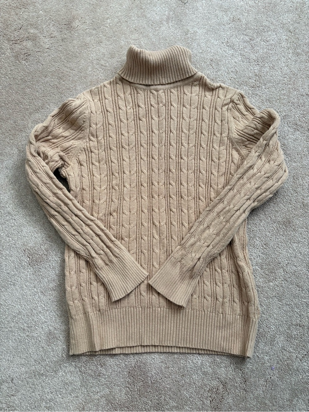 St. John's Bay Cable Knit Turtleneck Sweater in Beige
